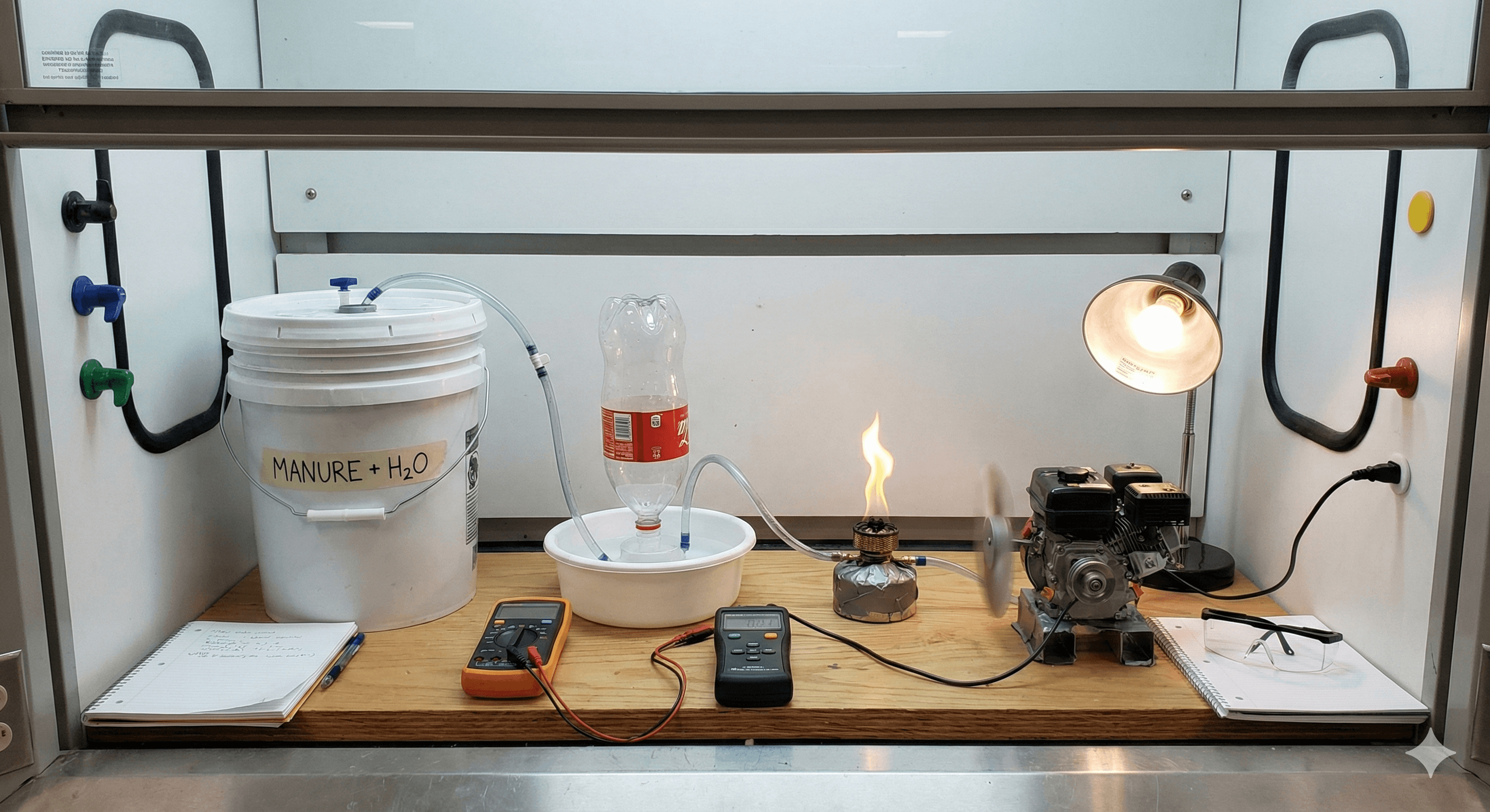 Low-cost laboratory setup for biogas research